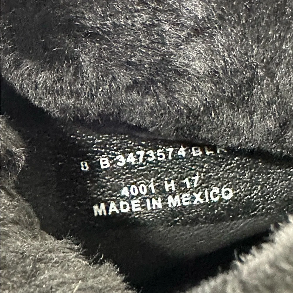 Frye Women’s Samantha Black Leather Canvas Shearling Combat Hiking Boots Size 8 - Picture 5 of 15
